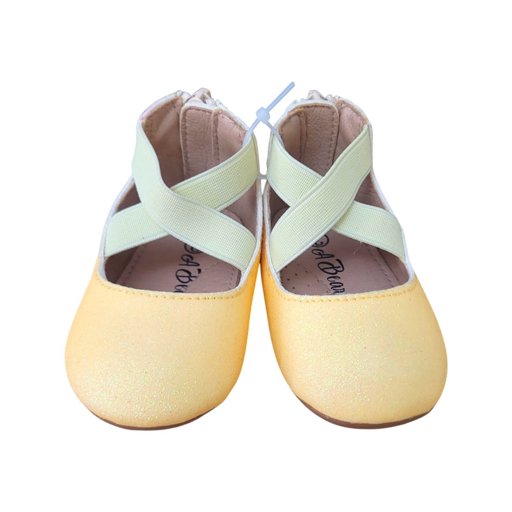 NEW A Bear Co Toddler Size 3 Yellow Smooth Glitter Ballerina Flats Spring Summer